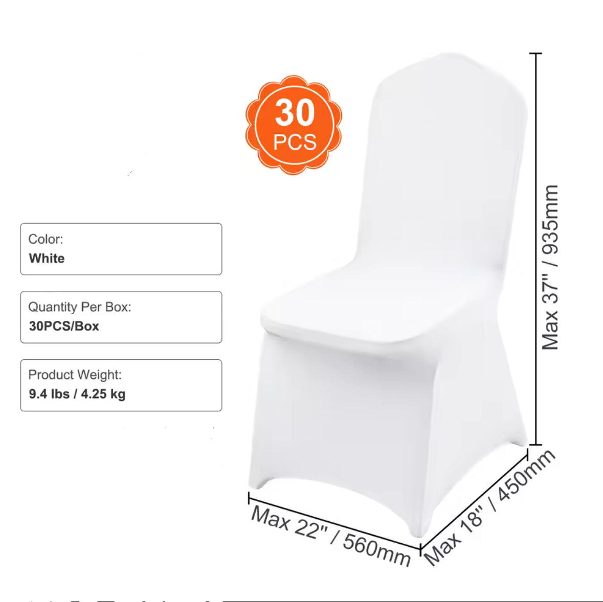 Housse de chaise blanche extensible pour mariage